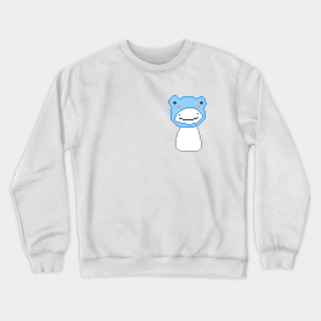 dream blob with frog hat blue pixel art Crewneck Sweatshirt by sezawhatever